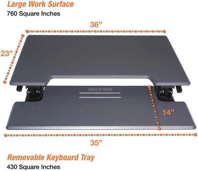 Alt view image 7 of 20 - VICTOR TECH DCX760G Standing Desk, 36, Gray