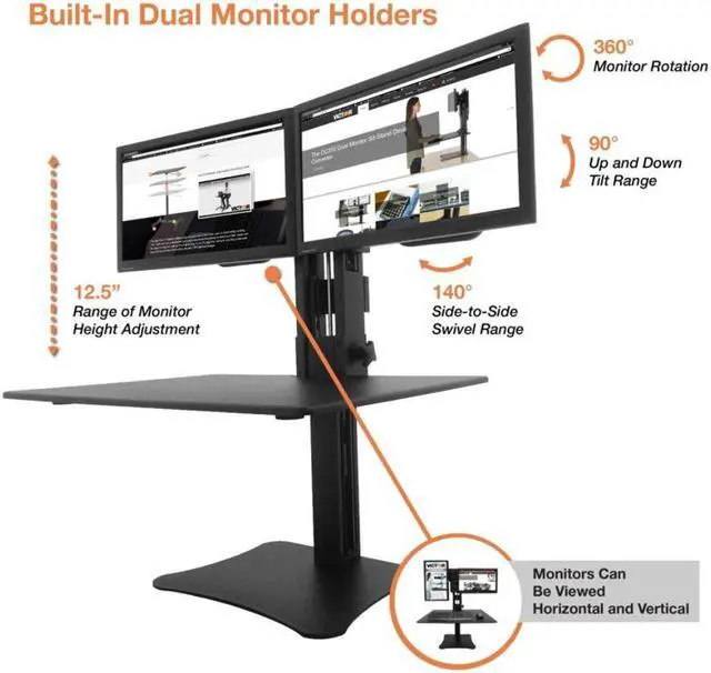 Alt view image 9 of 20 - Victor DC350 High Rise Collection Dual Monitor Sit-Stand Desk Converter, 28 X 23 X 15.5, Blk