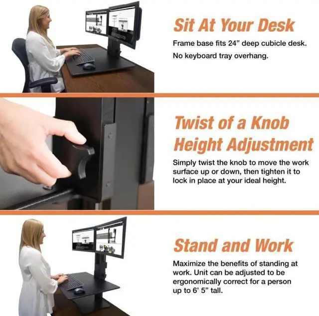 Alt view image 12 of 20 - Victor DC350 High Rise Collection Dual Monitor Sit-Stand Desk Converter, 28 X 23 X 15.5, Blk