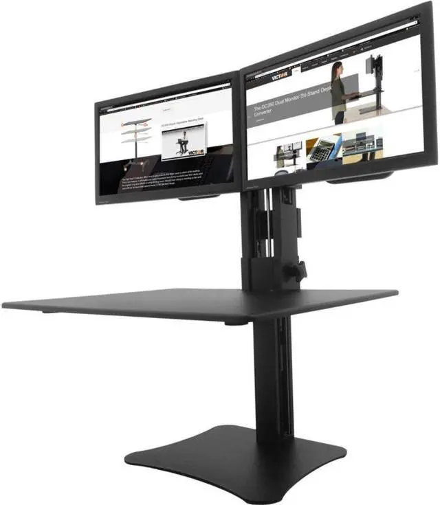 Alt view image 13 of 20 - Victor DC350 High Rise Collection Dual Monitor Sit-Stand Desk Converter, 28 X 23 X 15.5, Blk