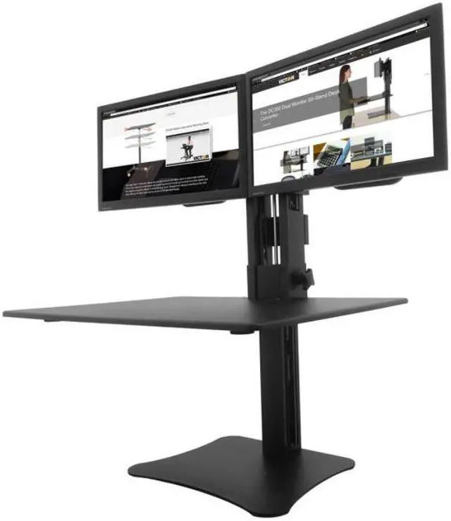 Alt view image 7 of 20 - Victor DC350 High Rise Collection Dual Monitor Sit-Stand Desk Converter, 28 X 23 X 15.5, Blk