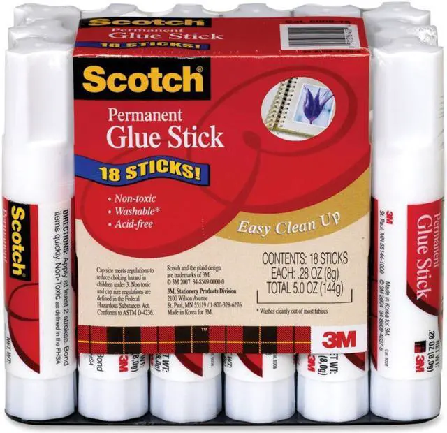 Alt view image 5 of 9 - 3M Permanent White Glue Sticks 0.28 oz 18/Pk MMM600818