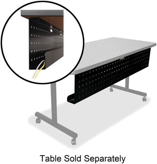 Alt view image 3 of 12 - Lorell 60686 Rectangular Training Table Modesty Panel 66" Width x 3" Depth x 10" Height - Steel - Black