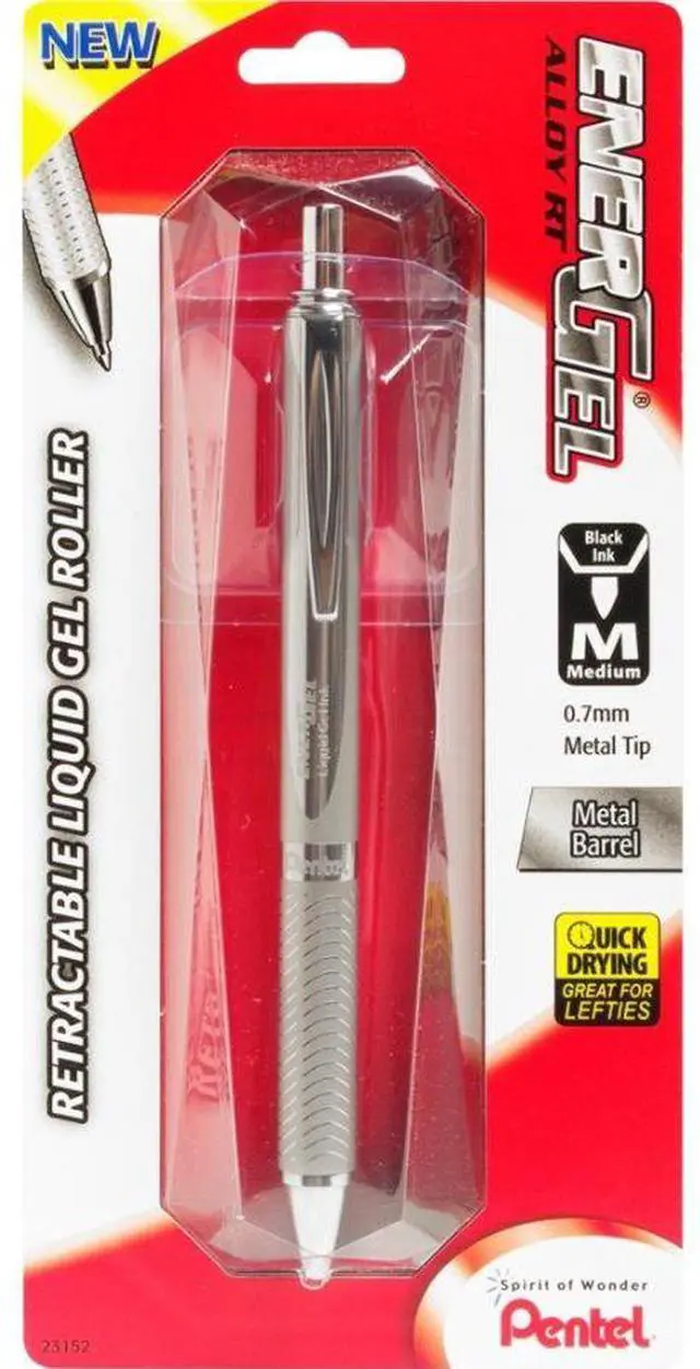 Alt view image 7 of 14 - Pentel EnerGel Alloy Retractable Liquid Gel Pen
Medium Pen Point Type - 0.7 mm Pen Point Size - Black Ink - Metallic Silver Barrel - 1 / Pack