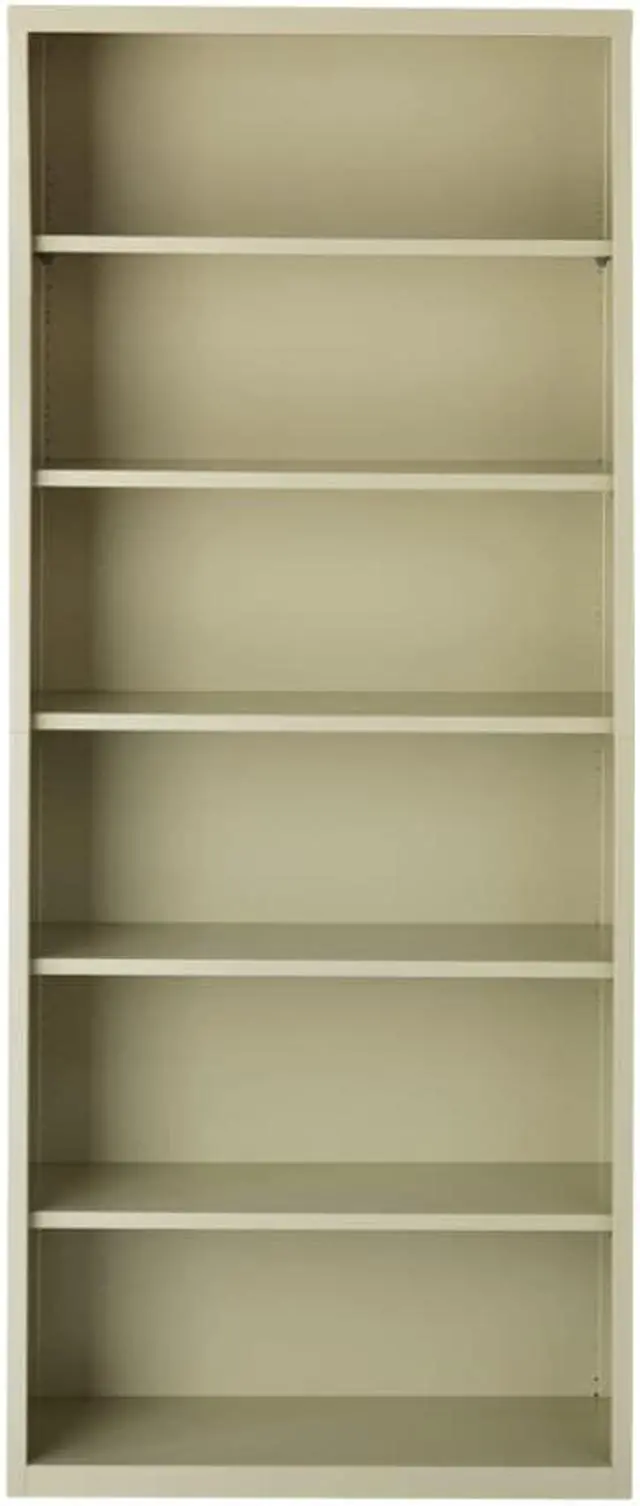 Alt view image 3 of 12 - Lorell Steel Bookcase 6-Shelf 34-1/2"x13"x82" Putty 41293