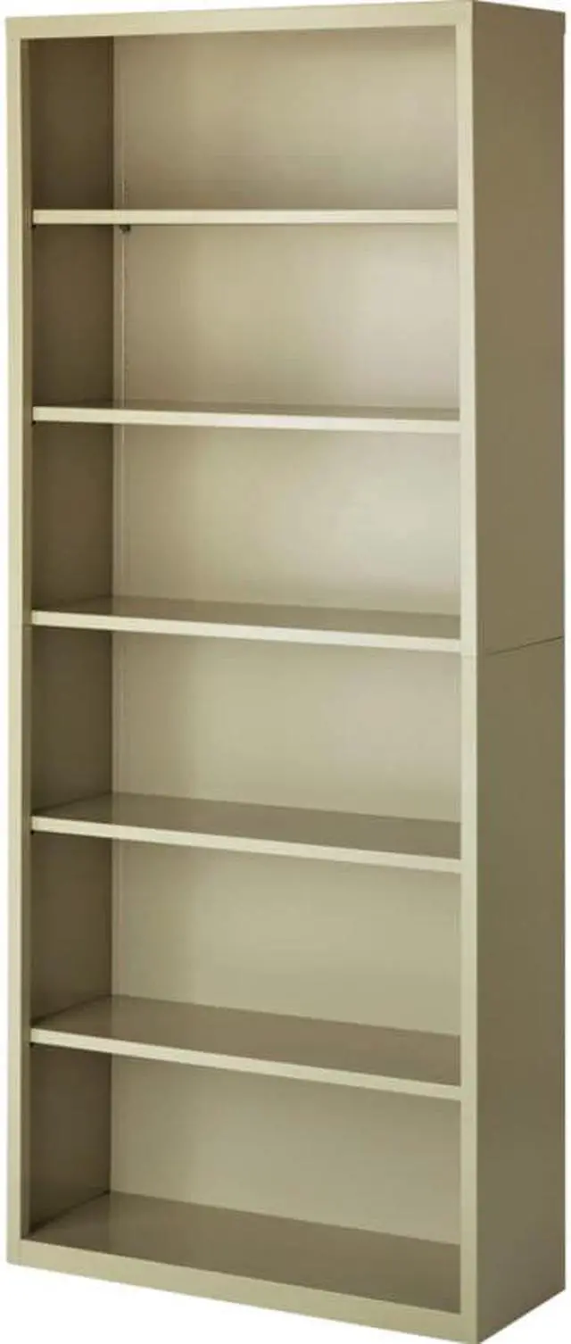 Alt view image 4 of 12 - Lorell Steel Bookcase 6-Shelf 34-1/2"x13"x82" Putty 41293