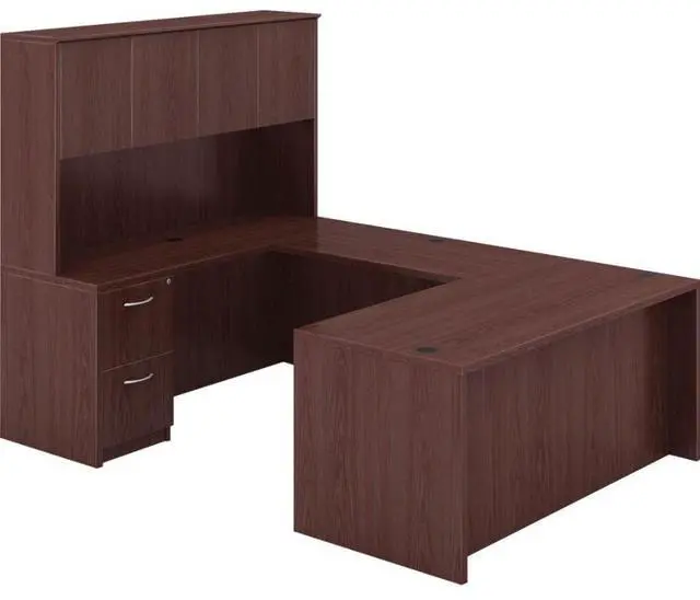 Alt view image 6 of 12 - Lorell Fixed Pedestal F/F 16"x22"x28-1/4" Mahogany 69605