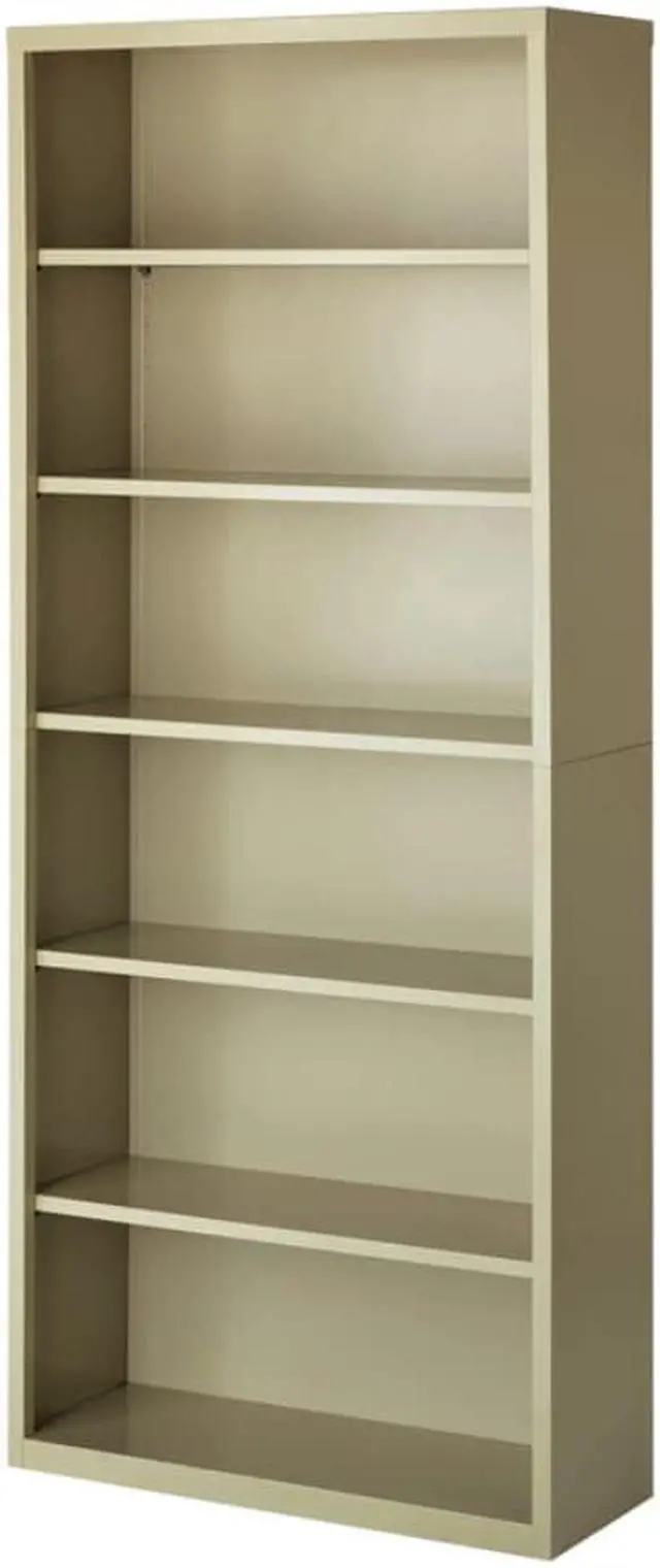 Alt view image 2 of 12 - Lorell Steel Bookcase 6-Shelf 34-1/2"x13"x82" Putty 41293