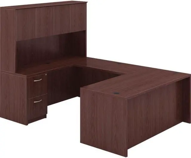 Alt view image 11 of 16 - Lorell Hutch w/Doors 60"x15"x36" Mahogany 69912