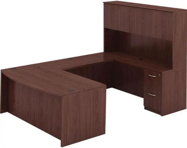 Alt view image 10 of 16 - Lorell Hutch w/Doors 60"x15"x36" Mahogany 69912