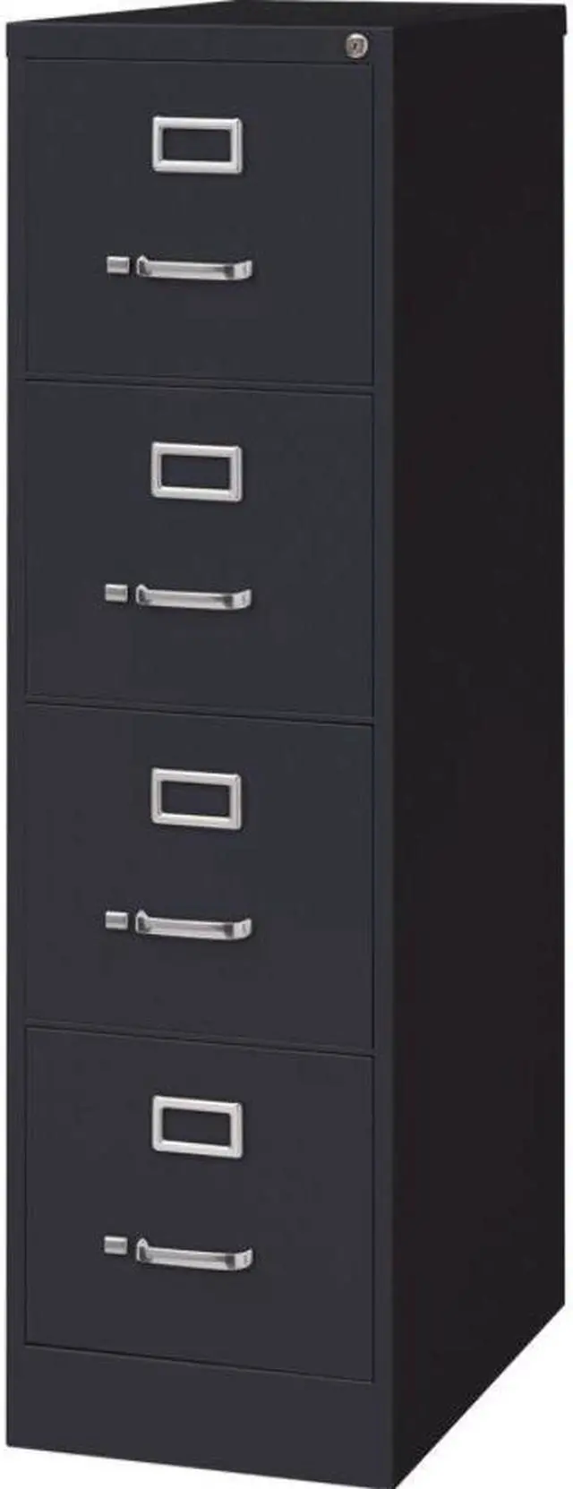 Alt view image 7 of 12 - Lorell 4-Drawer Vertical File w/ Lock 15"x25"x52" Black 60650