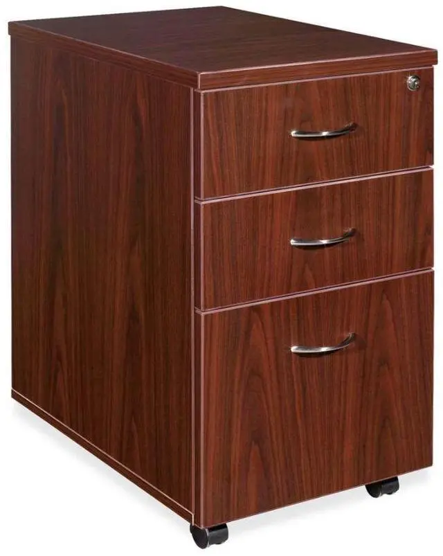 Alt view image 6 of 17 - Lorell Mobile Pedestal Box/Box/File 16"x22"x28-1/4" Mahogany 69395