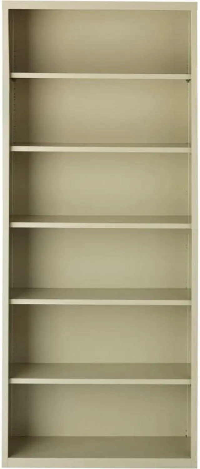 Alt view image 7 of 12 - Lorell Steel Bookcase 6-Shelf 34-1/2"x13"x82" Putty 41293