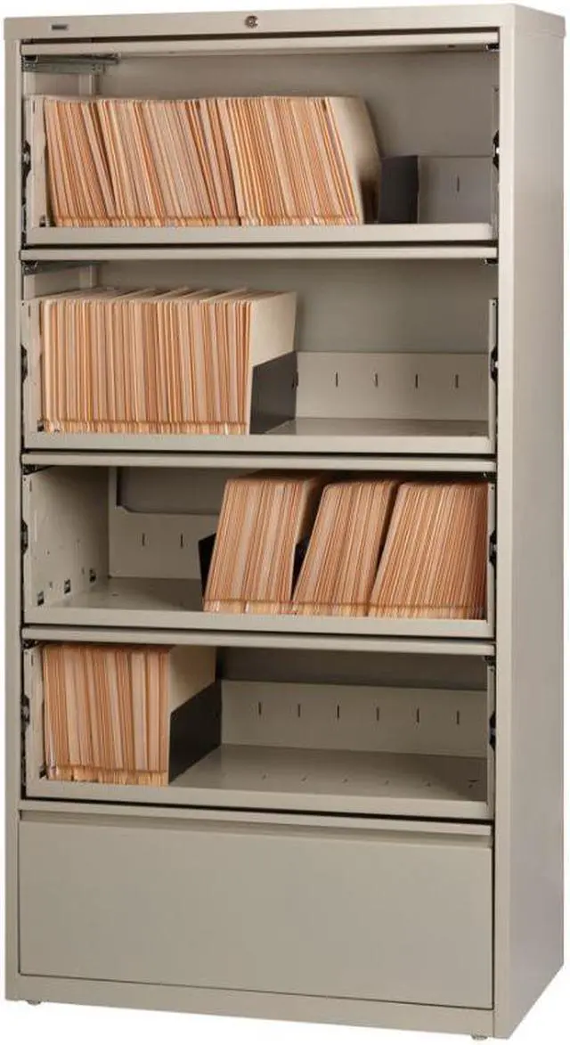 Alt view image 4 of 6 - Lorell Lateral File RCD 5-Drawer 36"x18-5/8"x68-3/4" Putty 43512