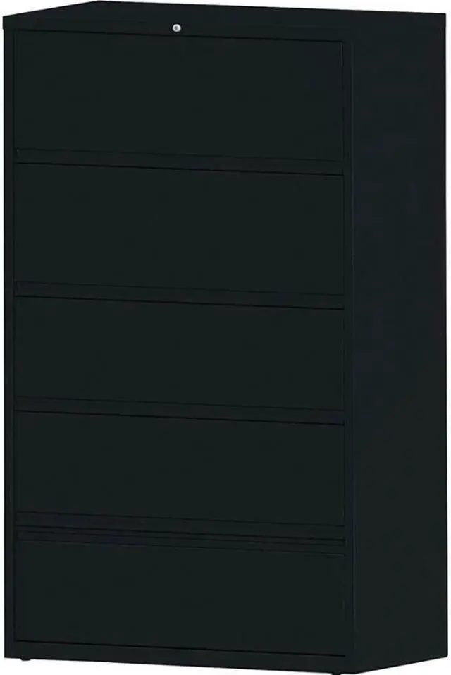 Alt view image 6 of 8 - Lorell Lateral File RCD 5-Drawer 42"x18-5/8"x68-3/4" Black 43517