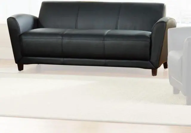 Main image of Lorell Reception Sofa 75"x34-1/2"x31-1/4" Black Leather 68950