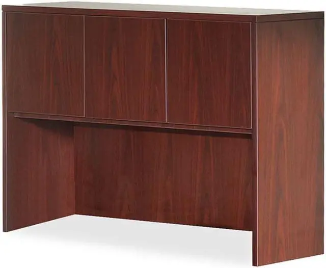 Alt view image 7 of 16 - Lorell Hutch w/Doors 60"x15"x36" Mahogany 69912