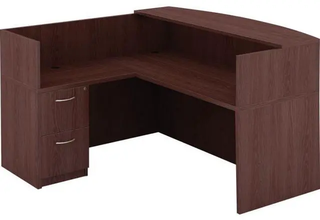 Alt view image 5 of 12 - Lorell Fixed Pedestal F/F 16"x22"x28-1/4" Mahogany 69605