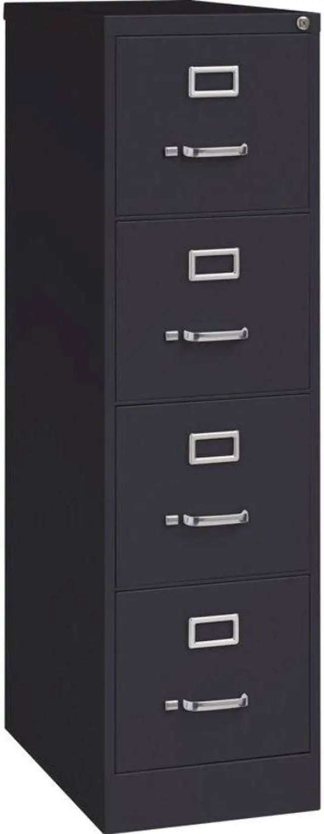 Alt view image 6 of 12 - Lorell 4-Drawer Vertical File w/ Lock 15"x25"x52" Black 60650