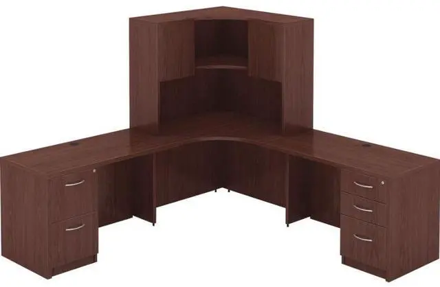 Alt view image 4 of 12 - Lorell Fixed Pedestal F/F 16"x22"x28-1/4" Mahogany 69605