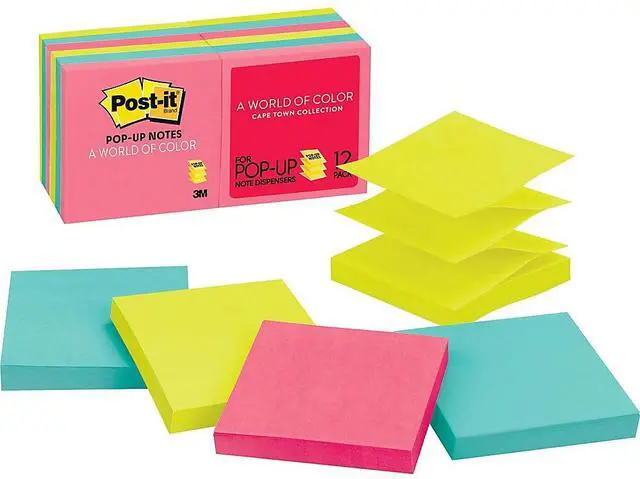 Alt view image 11 of 20 - 3M R33012AN Pop-Up Refills  3 x 3  Five Neon Colors  12 100-Sheets  Pads Pack