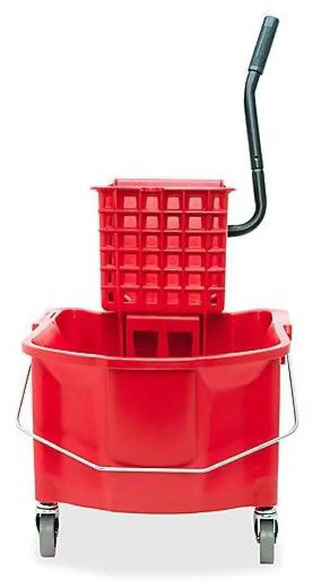 Alt view image 8 of 15 - Mop Bucket/Wringer Combo Splash Guard 26qt. Red