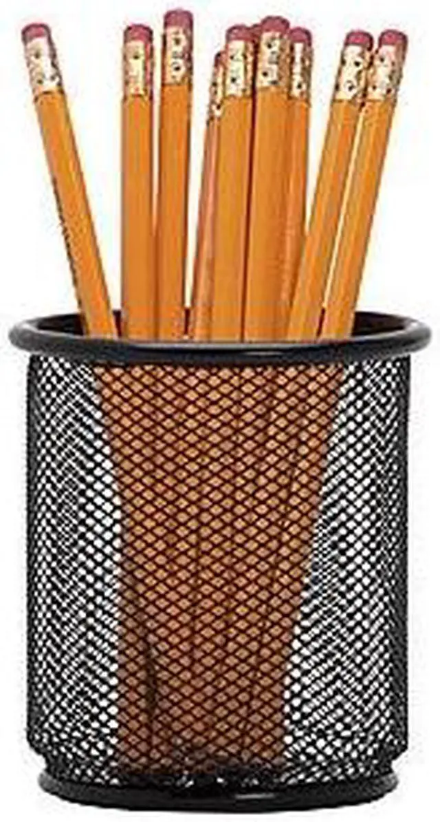 Alt view image 9 of 13 - Lorell Steel Pencil Cup 3-1/2"x3-7/8" Black Mesh 84149