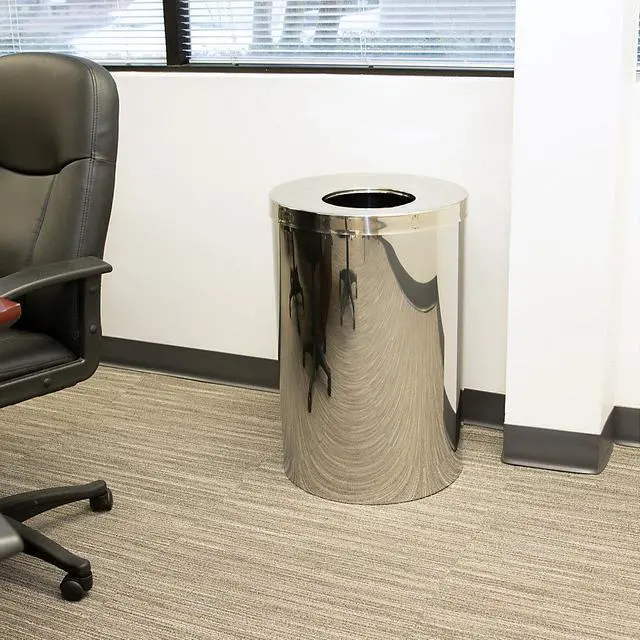 Alt view image 4 of 11 - Genuine Joe Wast Receptacle Open-Mouth 30 Gal. Stainless Steel 58895
