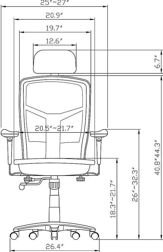 Alt view image 7 of 10 - Lorell High Back Chair Mesh 28-1/2"x28-1/2"x51" Black 60324