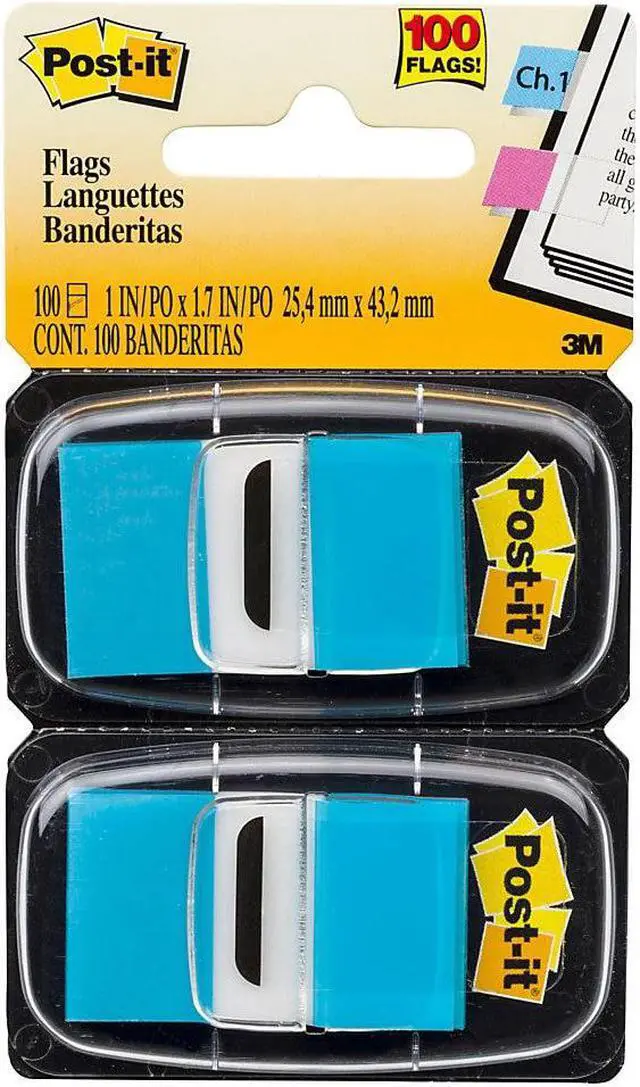 Alt view image 6 of 20 - 3M 680BB2 Standard Tape Flags in Dispenser Bright Blue 100 Flags per Dispenser