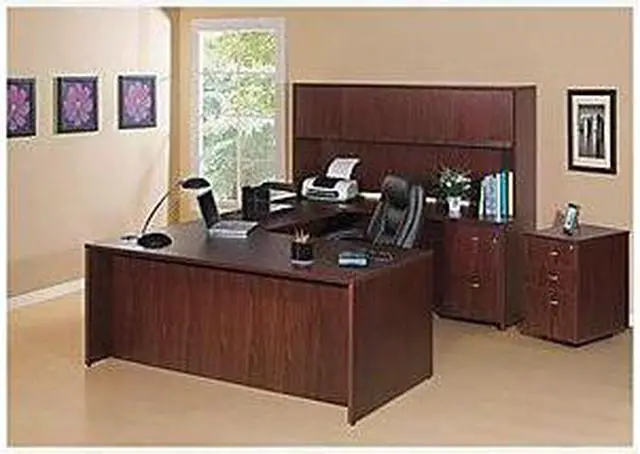 Alt view image 6 of 12 - Lorell Bridge 42"x24"x29-1/2" Mahogany 69391
