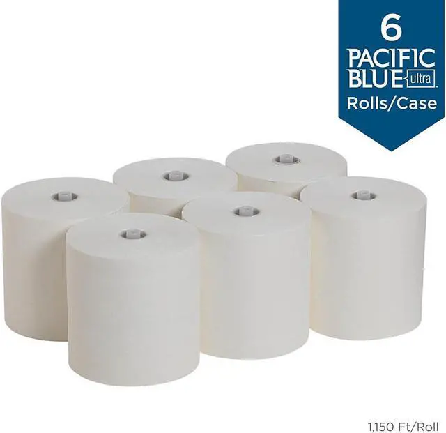 Alt view image 5 of 10 - Georgia-Pacific Pacific Blue White Ultra Towels - 7.87" x 1150 ft - White - Paper - Flexible, Cleaning, Biodegradable - 6 - 6 / Carton
