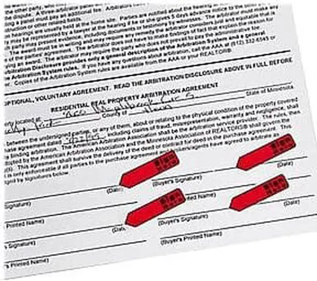Alt view image 9 of 13 - Post-it Arrow Message 1/2" Page Flags in Dispenser "Sign Here" Red 80/Pack