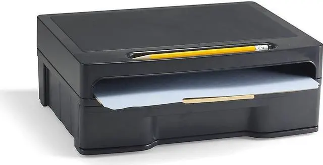 Alt view image 9 of 20 - Officemate Monitor Stand with Drawer 13 1/8 x 9 7/8 x 5 Black 22502