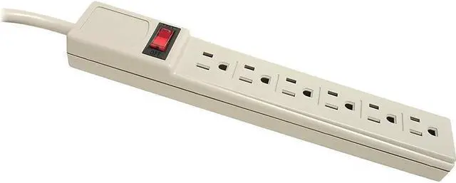 Alt view image 2 of 7 - Power Strip,6 Outlet,Built-in Circuit Breaker,15' Cord,Gray CCS55157