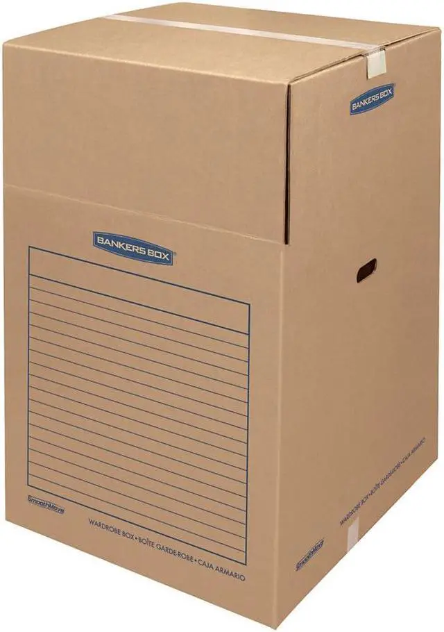 Alt view image 4 of 16 - Bankers Box SmoothMove Wardrobe Boxes 24l x 24w x 40h Kraft/Blue 3/Carton