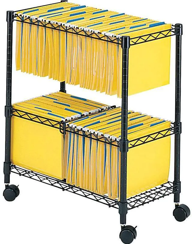Alt view image 16 of 20 - Safco - 5278BL - Safco 2-Tier Rolling File Cart - 300 lb Capacity - 4 Casters - Steel - x 25.8 Width x 14 Depth x 29.8