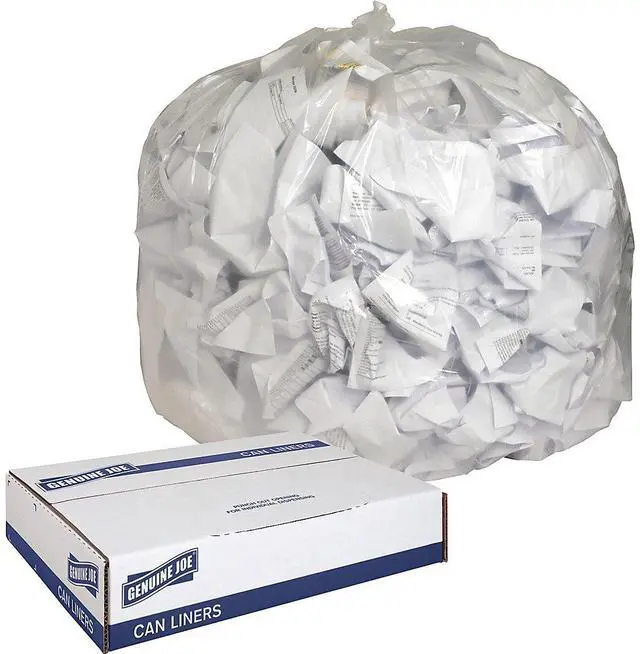 Alt view image 4 of 13 - Genuine Joe Trash Can Liners 56 Gallon .8Mil 43"x48" 100/CT Clear 01016