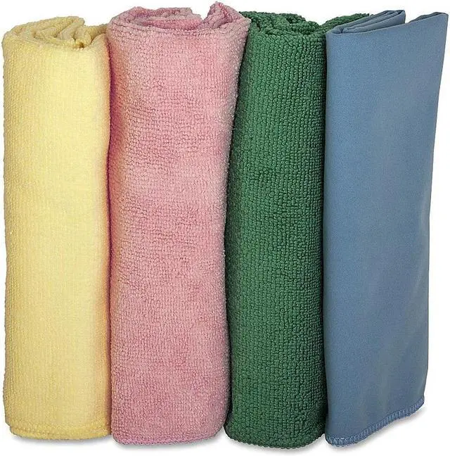 Alt view image 4 of 8 - Genuine Joe Microfiber Cleaning Cloths Lint-free 16"x16" 4/PK Assorted 48261