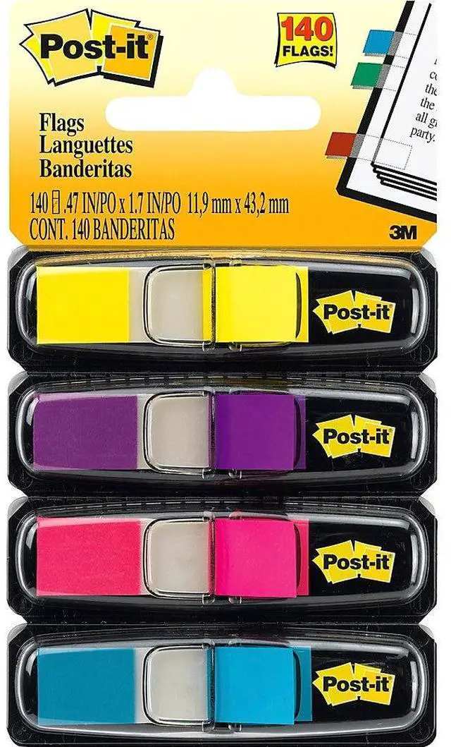Alt view image 11 of 20 - 3M 6834AB Small Flags in Dispensers Four Bright Colors 35 per Color 4 Dispensers Pack