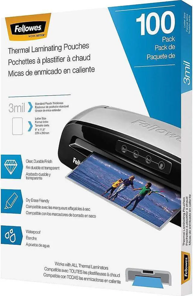 Alt view image 13 of 20 - Fellowes Laminating Pouches Letter Size Hot Pouch 9 x 11.5 3 mil 100 pack 5743301