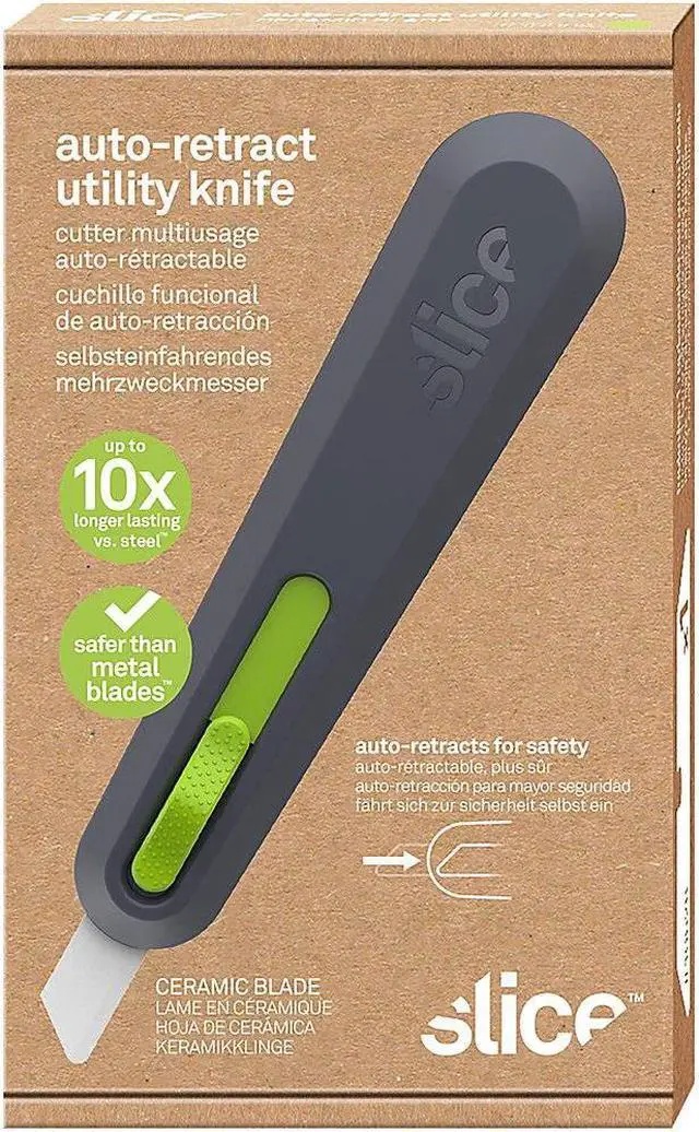 Alt view image 14 of 20 - Slice Smarty Series Auto-Retract Utility Knife-Grey/Green