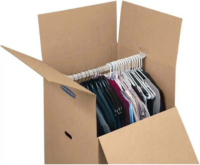 Alt view image 5 of 16 - Bankers Box SmoothMove Wardrobe Boxes 24l x 24w x 40h Kraft/Blue 3/Carton
