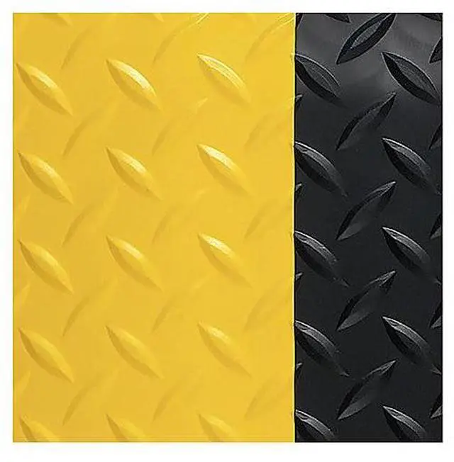Alt view image 8 of 16 - Genuine Joe Anti-Fatigue Floor Mat Beveled Edge 3'x5' Black/Yellow 70364