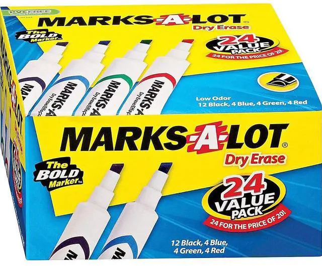 Alt view image 10 of 20 - Avery Marks-A-Lot Desk-Style Dry Erase Marker Chisel Tip Assorted 24/Pack 98188