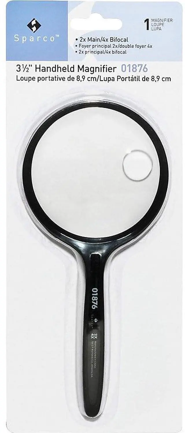 Alt view image 7 of 11 - Sparco Round Hand-Held Magnifier 2X Main/4X Bifocal 3-1/2" BK 01876