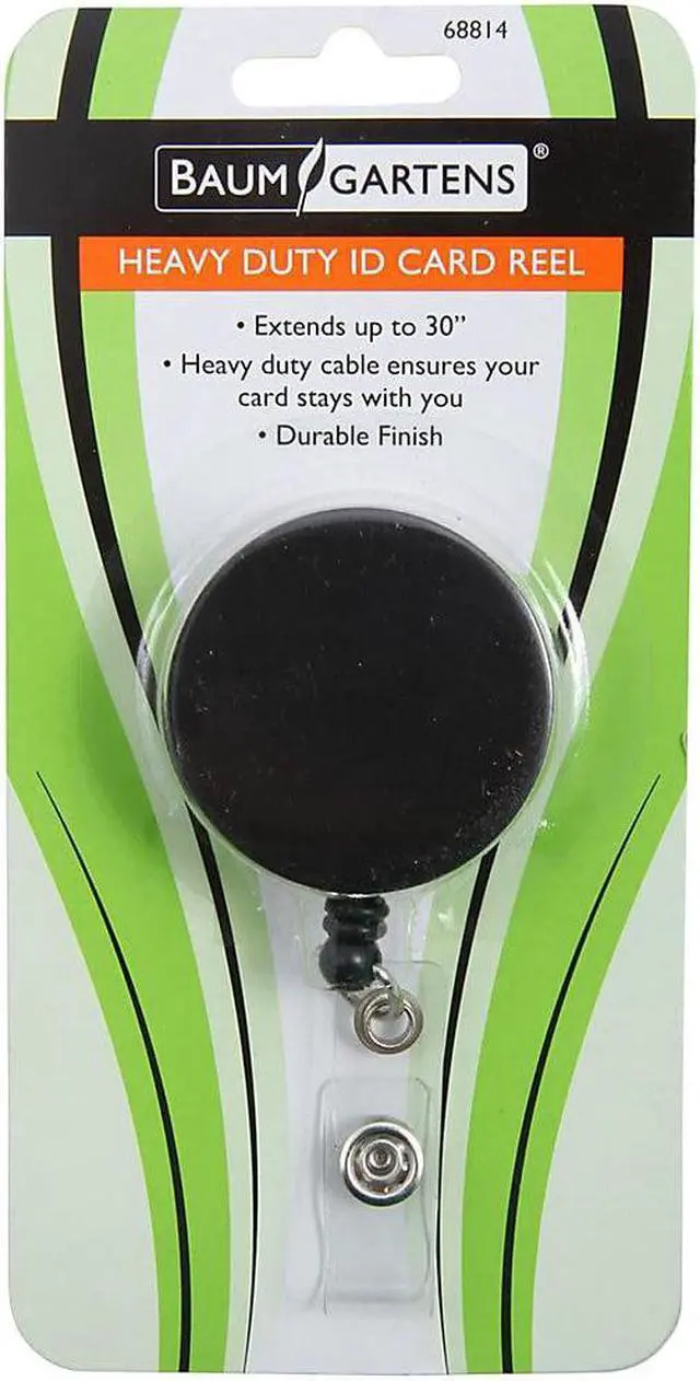 Alt view image 9 of 20 - Baumgartens Large ID Badge Reel Hvy-Duty Cord/Clip 30" Black/Chrome 68814