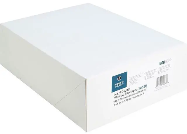 Alt view image 4 of 12 - Business Source Double Window Envelopes No. 9 3-7/8"x8-7/8" 500/BX White 36680