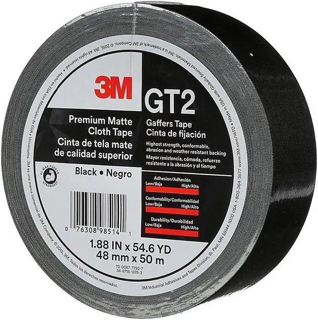 Alt view image 4 of 18 - 3M Matte Cloth Tape 1-9/10"x163-4/5' 11 mil BK GT2 - OEM
