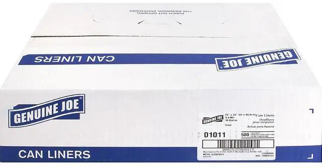 Alt view image 5 of 11 - Genuine Joe Trash Can Liners 16 Gallon .6Mil 24"x31" 500/CT Clear 01011